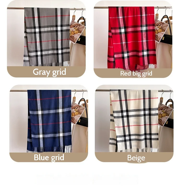 New Luxury Brand Women Cashmere Scarves Lady Winter Warm Soft Pashmina Shawls Wraps Female Plaid Knitted Long Scarf for Women