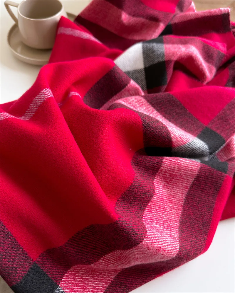 New Luxury Brand Women Cashmere Scarves Lady Winter Warm Soft Pashmina Shawls Wraps Female Plaid Knitted Long Scarf for Women