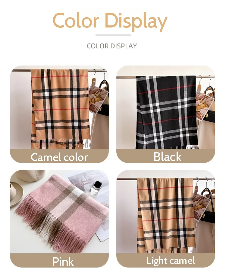 New Luxury Brand Women Cashmere Scarves Lady Winter Warm Soft Pashmina Shawls Wraps Female Plaid Knitted Long Scarf for Women