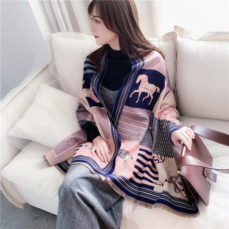 2023 Winter Cashmere Scarf Lady Design Luxury Brand Warm Pashmina Blanket Wraps Women Shawl Female Decoration Thick Foulard