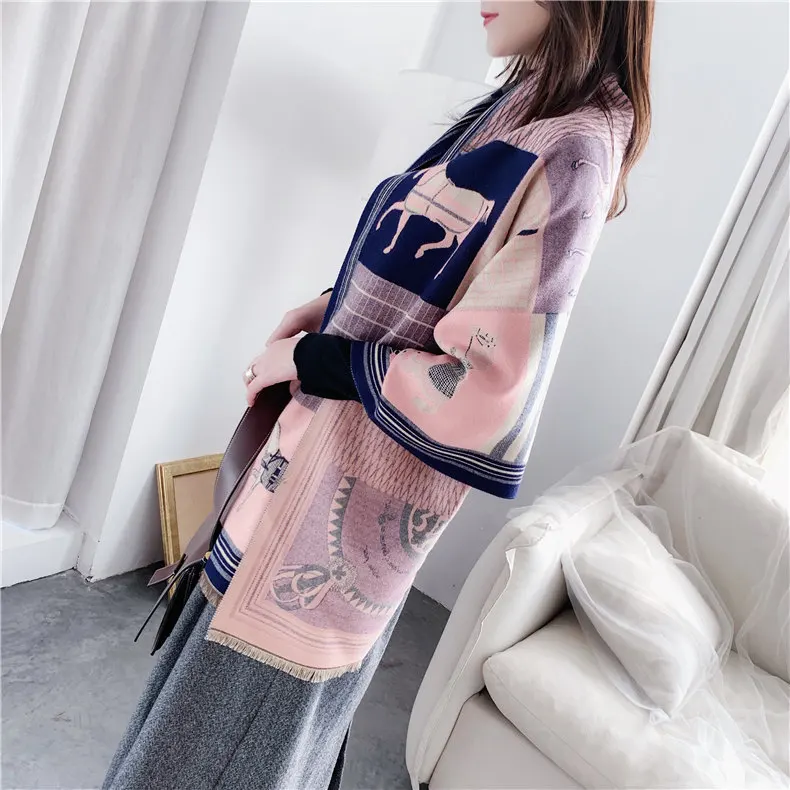 2023 Winter Cashmere Scarf Lady Design Luxury Brand Warm Pashmina Blanket Wraps Women Shawl Female Decoration Thick Foulard