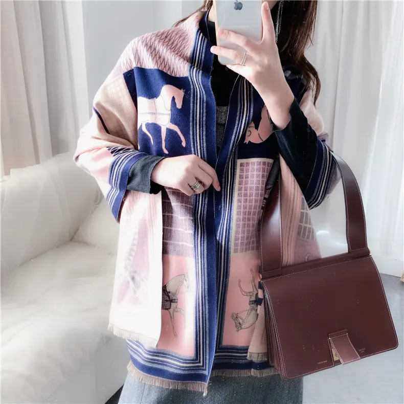 2023 Winter Cashmere Scarf Lady Design Luxury Brand Warm Pashmina Blanket Wraps Women Shawl Female Decoration Thick Foulard