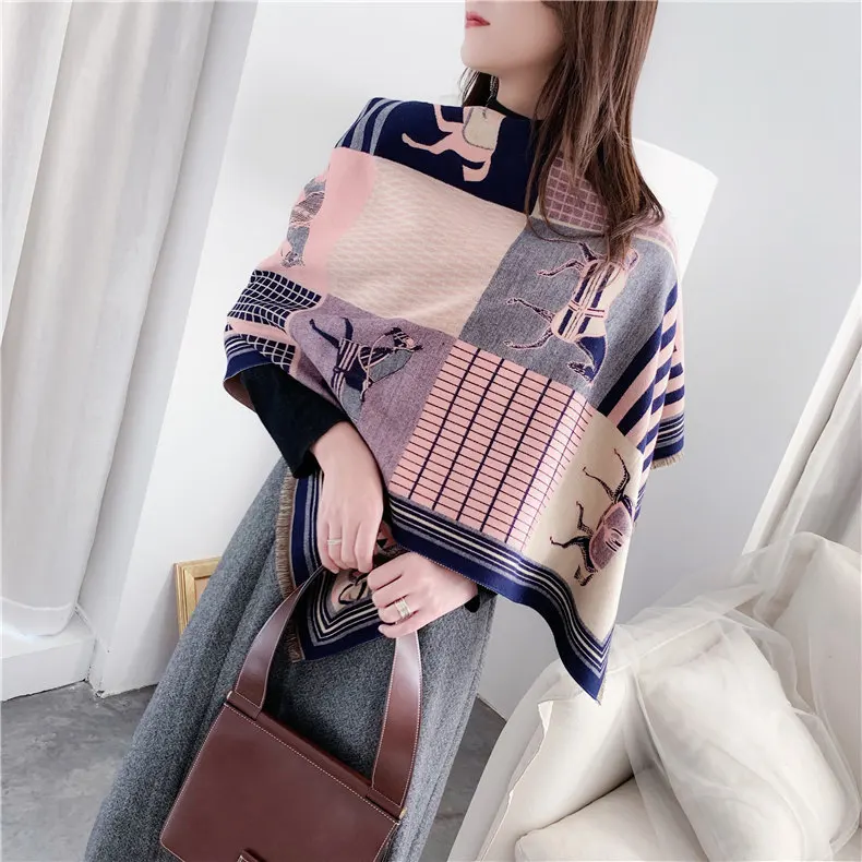 2023 Winter Cashmere Scarf Lady Design Luxury Brand Warm Pashmina Blanket Wraps Women Shawl Female Decoration Thick Foulard