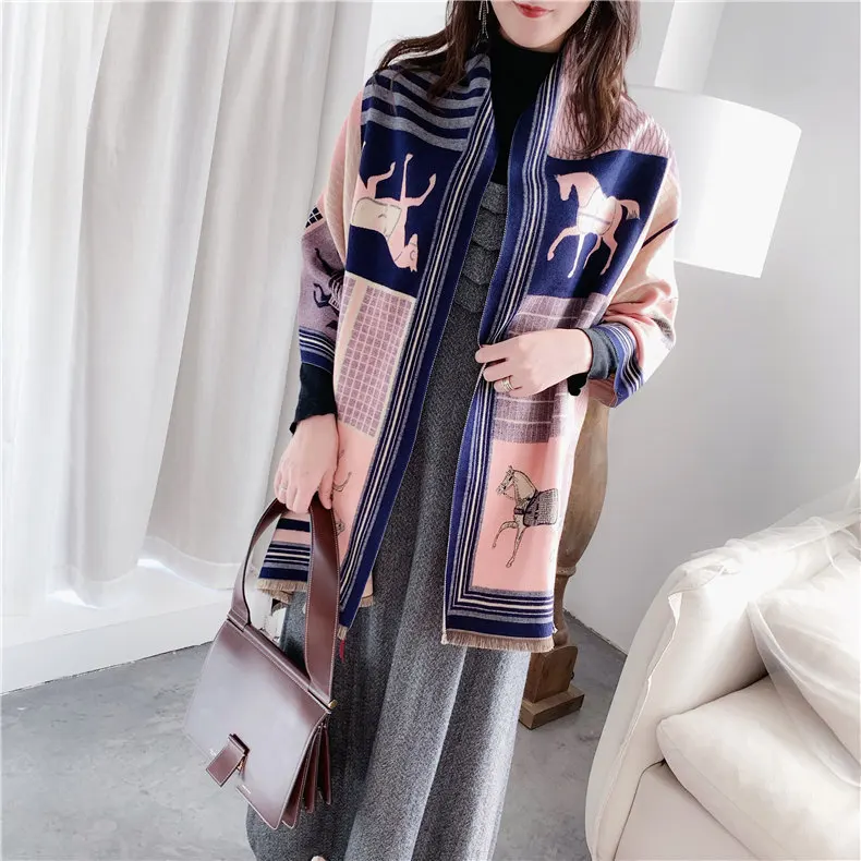 2023 Winter Cashmere Scarf Lady Design Luxury Brand Warm Pashmina Blanket Wraps Women Shawl Female Decoration Thick Foulard