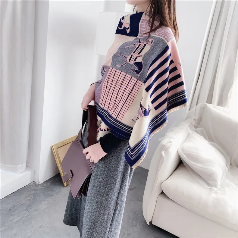 2023 Winter Cashmere Scarf Lady Design Luxury Brand Warm Pashmina Blanket Wraps Women Shawl Female Decoration Thick Foulard