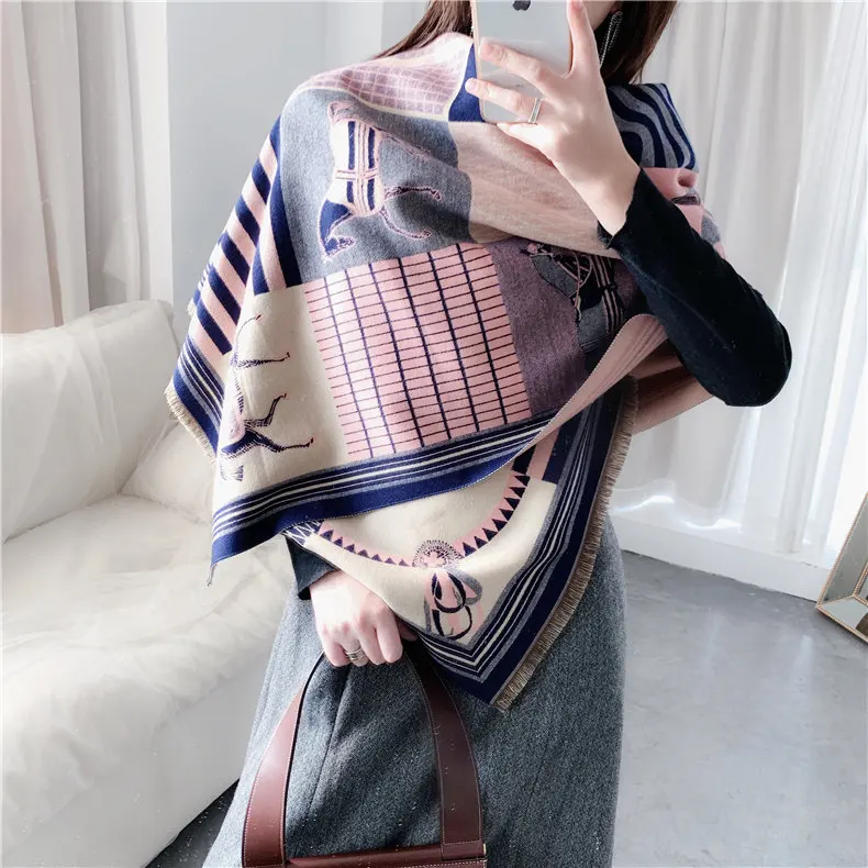 2023 Winter Cashmere Scarf Lady Design Luxury Brand Warm Pashmina Blanket Wraps Women Shawl Female Decoration Thick Foulard