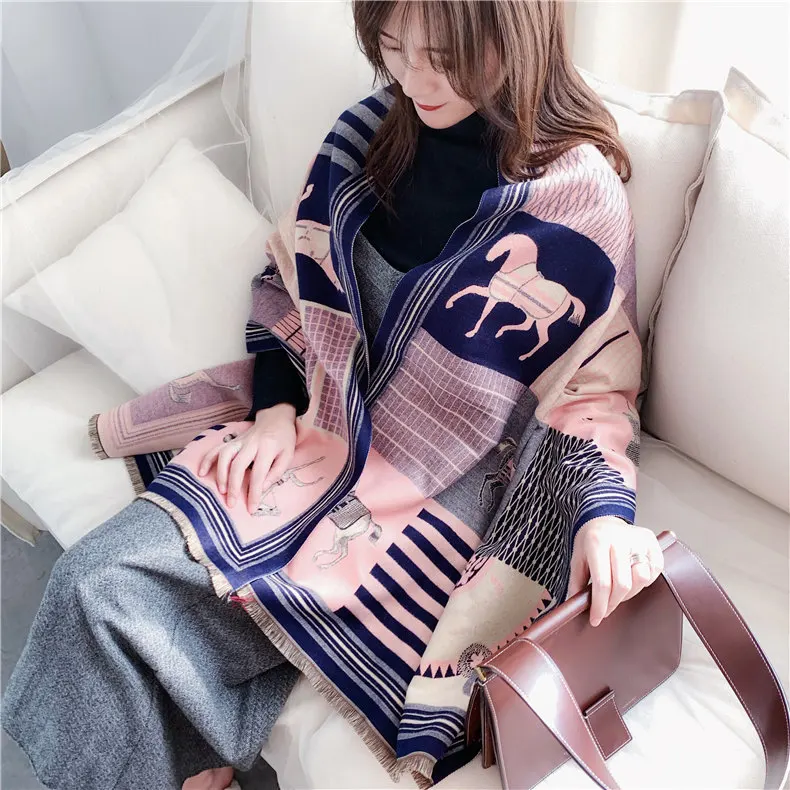 2023 Winter Cashmere Scarf Lady Design Luxury Brand Warm Pashmina Blanket Wraps Women Shawl Female Decoration Thick Foulard