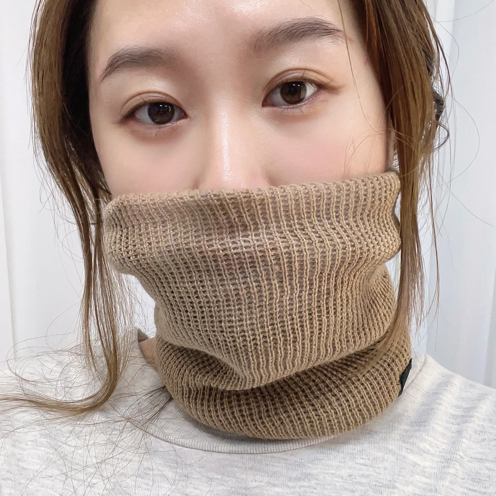 Solid Winter Plush Muffler Woolen Knitting for Women Fleece Ring Bandana Scarf Neck Warmer Buff Thick Cashmere Headband Ski Mask