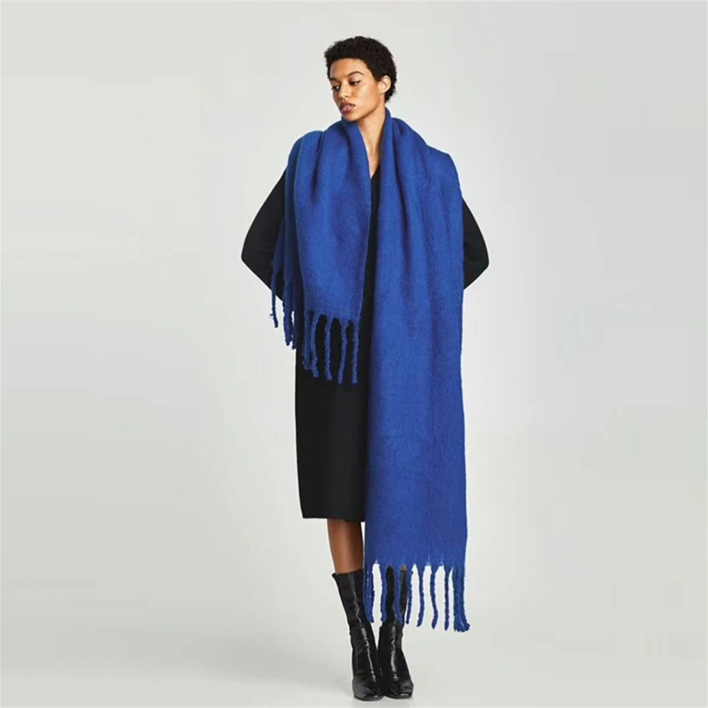 High Quality Cashmere Scarf Women Winter Thick Soft Pashmina Shawls Wraps Solid Wool Blanket Long Tassel Female Foulard Scarves