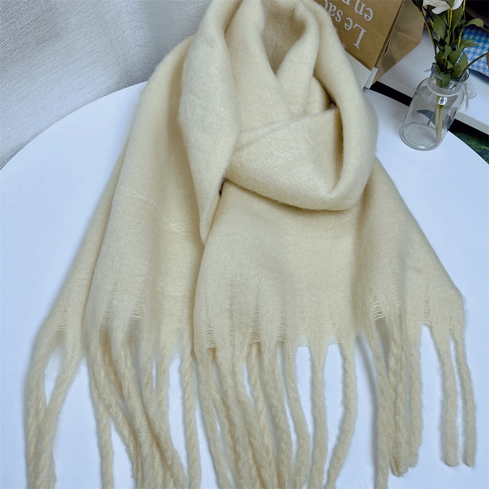 High Quality Cashmere Scarf Women Winter Thick Soft Pashmina Shawls Wraps Solid Wool Blanket Long Tassel Female Foulard Scarves