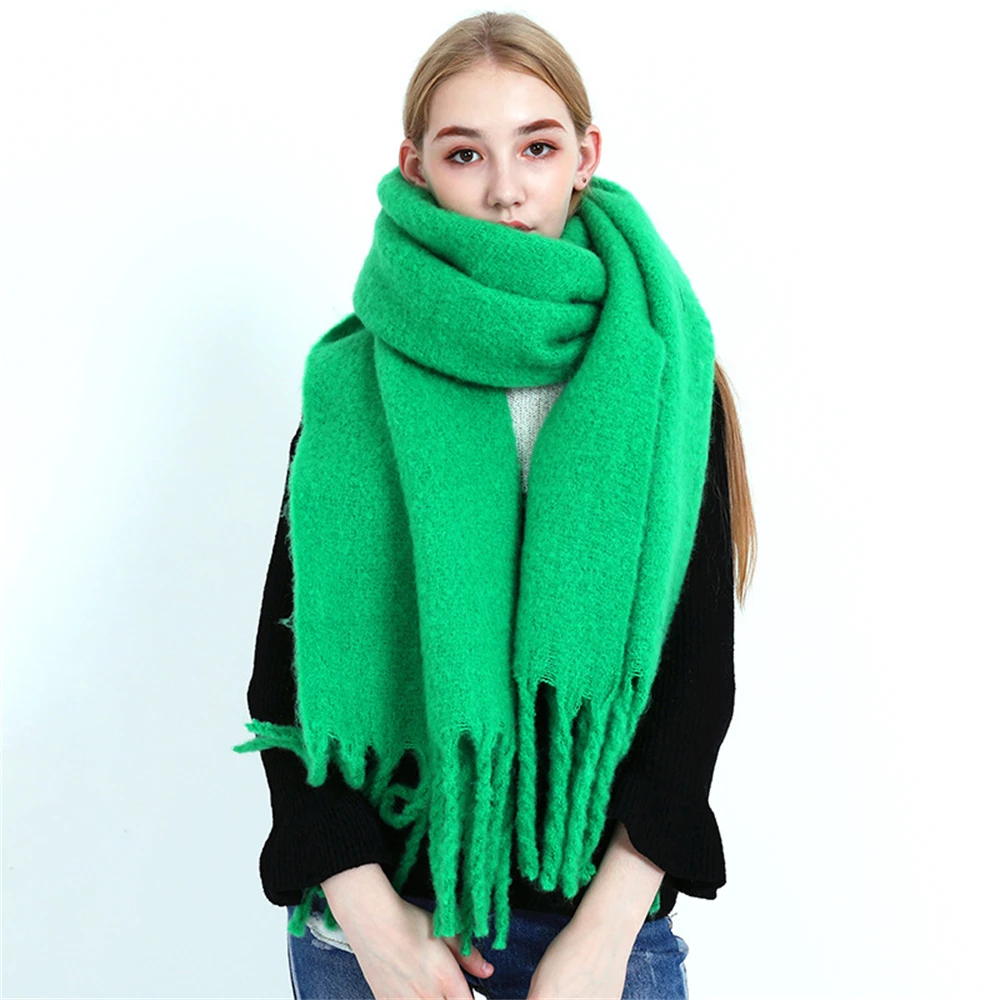 High Quality Cashmere Scarf Women Winter Thick Soft Pashmina Shawls Wraps Solid Wool Blanket Long Tassel Female Foulard Scarves