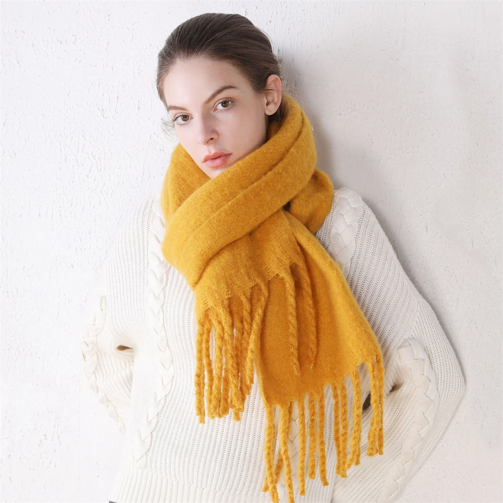 High Quality Cashmere Scarf Women Winter Thick Soft Pashmina Shawls Wraps Solid Wool Blanket Long Tassel Female Foulard Scarves