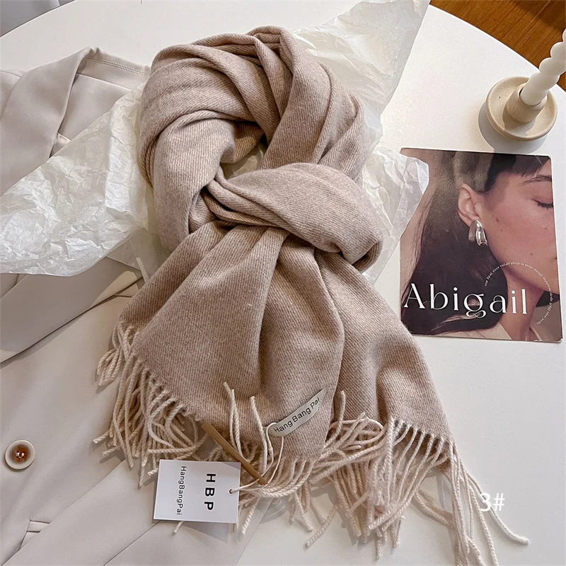 Luxury Winter Wool Scarf Women Cashmere Warm Pashmina Brand Foulard Female Shawls Wraps Thick Soft Bufanda Scarves Stole 2024