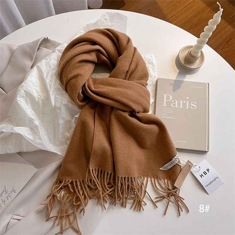 Luxury Winter Wool Scarf Women Cashmere Warm Pashmina Brand Foulard Female Shawls Wraps Thick Soft Bufanda Scarves Stole 2024