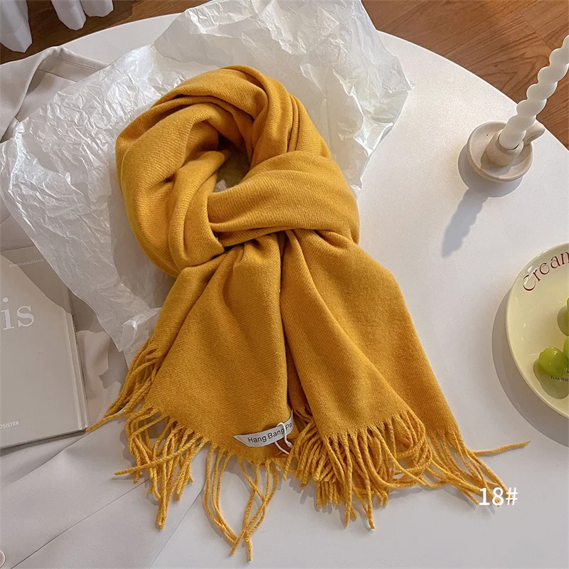 Luxury Winter Wool Scarf Women Cashmere Warm Pashmina Brand Foulard Female Shawls Wraps Thick Soft Bufanda Scarves Stole 2024