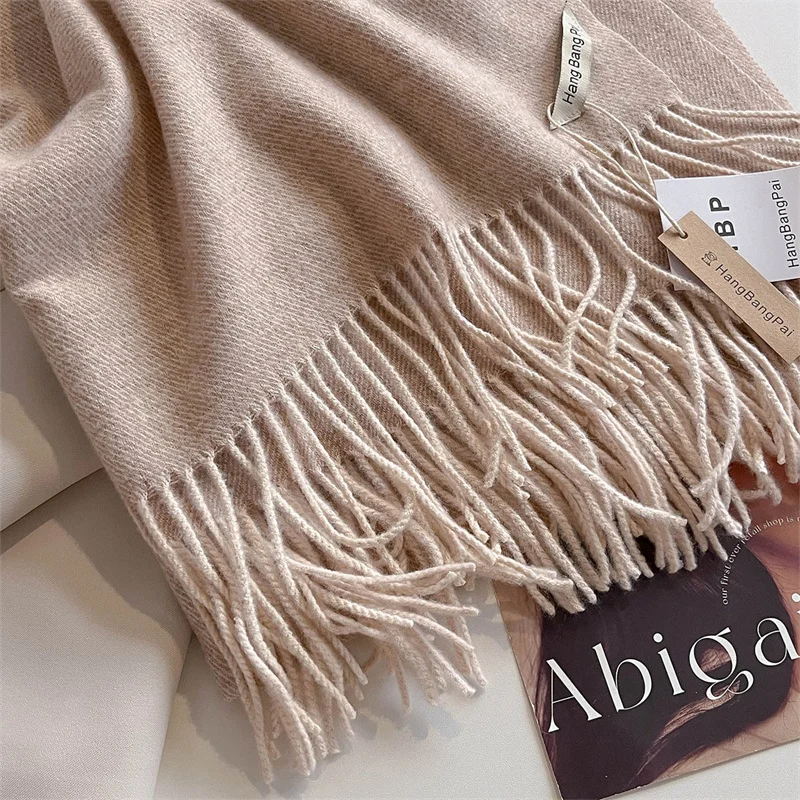 Luxury Winter Wool Scarf Women Cashmere Warm Pashmina Brand Foulard Female Shawls Wraps Thick Soft Bufanda Scarves Stole 2024