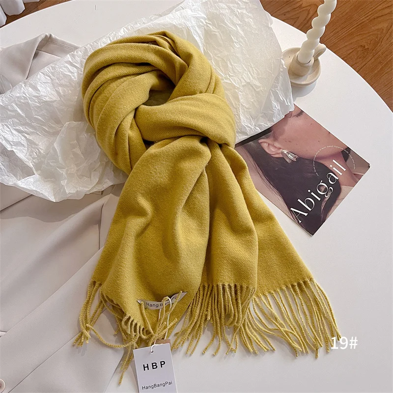 Luxury Winter Wool Scarf Women Cashmere Warm Pashmina Brand Foulard Female Shawls Wraps Thick Soft Bufanda Scarves Stole 2024