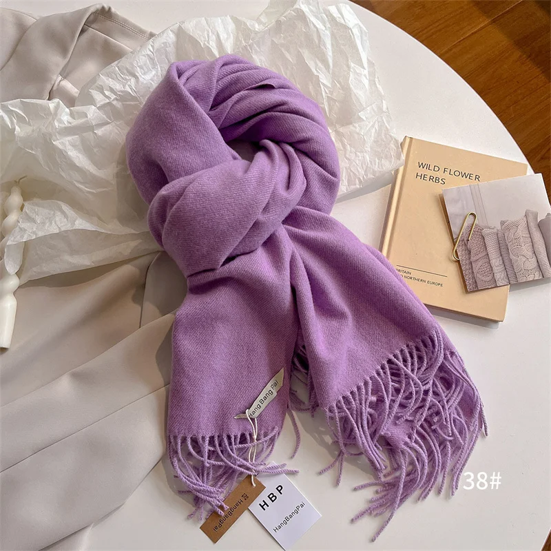 Luxury Winter Wool Scarf Women Cashmere Warm Pashmina Brand Foulard Female Shawls Wraps Thick Soft Bufanda Scarves Stole 2024