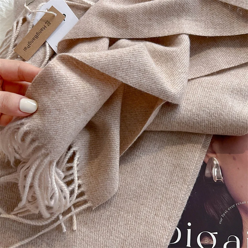 Luxury Winter Wool Scarf Women Cashmere Warm Pashmina Brand Foulard Female Shawls Wraps Thick Soft Bufanda Scarves Stole 2024