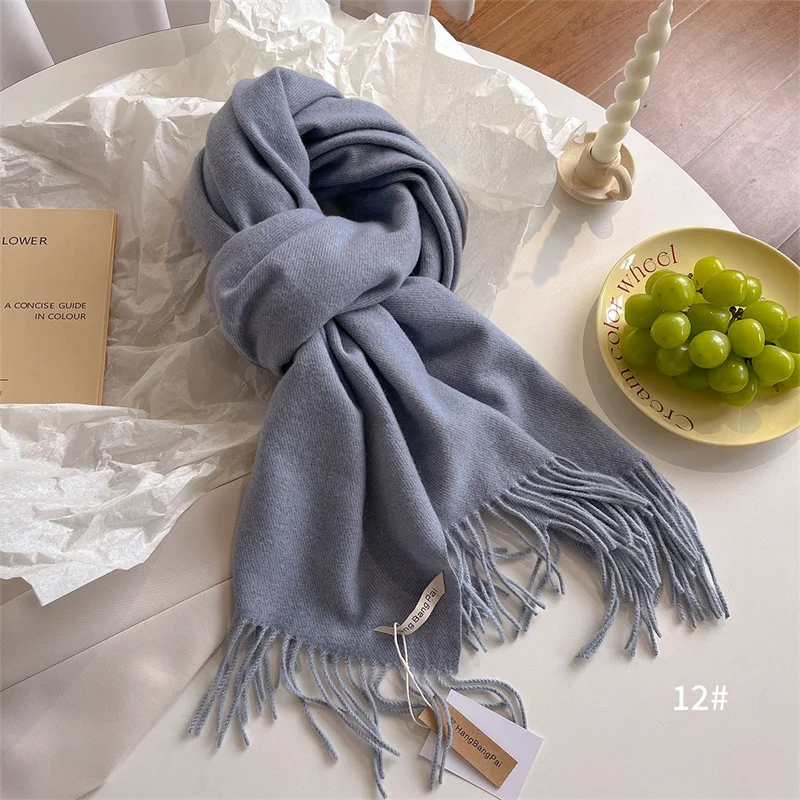 Luxury Winter Wool Scarf Women Cashmere Warm Pashmina Brand Foulard Female Shawls Wraps Thick Soft Bufanda Scarves Stole 2024