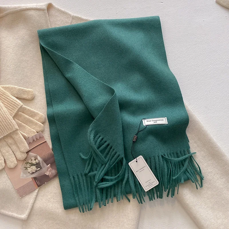 Luxury Winter Wool Scarf Women Cashmere Warm Pashmina Brand Foulard Female Shawls Wraps Thick Soft Bufanda Scarves Stole 2024