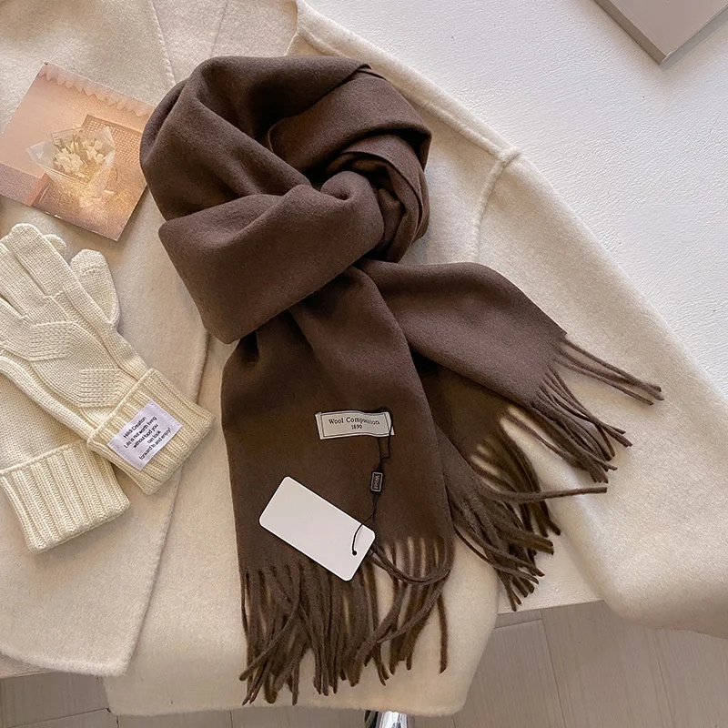 Luxury Winter Wool Scarf Women Cashmere Warm Pashmina Brand Foulard Female Shawls Wraps Thick Soft Bufanda Scarves Stole 2024