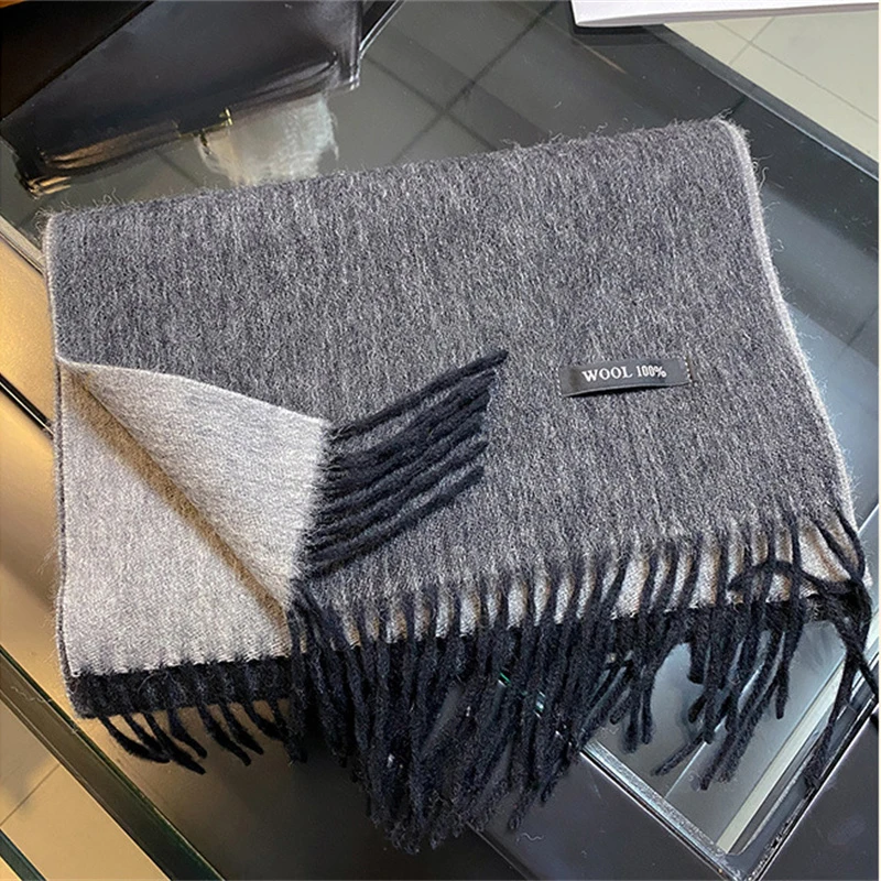 100% Wool Winter Scarf For Women Long Warm Cashmere Scarves Hijab Solid Lady Shawl Wrap Female Pashmina Bandana Head Scarfs NEW