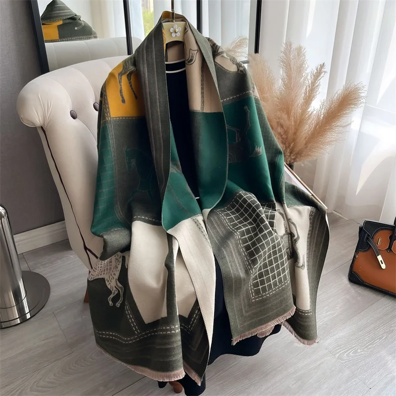 Cashmere Scarf for Women Thick Warm Winter Blanket Brand Female Luxury Quality Shawl Wrap Bufanda 2024 Poncho Echarpe Pashmina