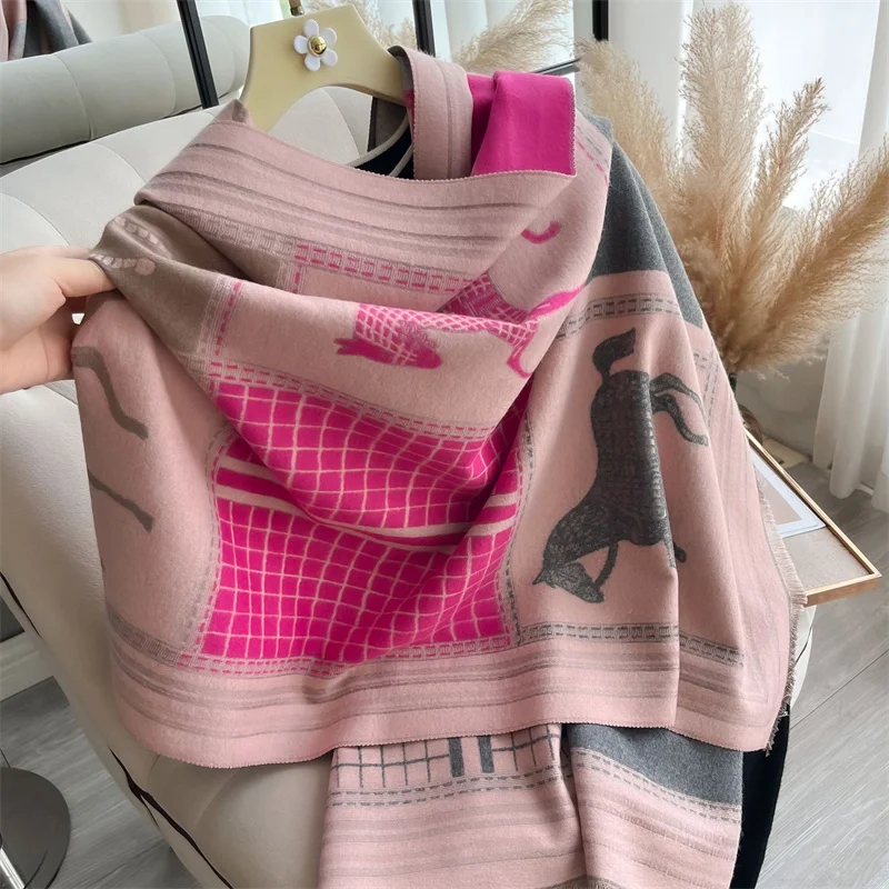 Cashmere Scarf for Women Thick Warm Winter Blanket Brand Female Luxury Quality Shawl Wrap Bufanda 2024 Poncho Echarpe Pashmina