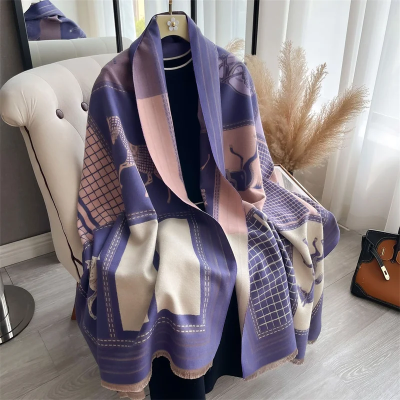 Cashmere Scarf for Women Thick Warm Winter Blanket Brand Female Luxury Quality Shawl Wrap Bufanda 2024 Poncho Echarpe Pashmina