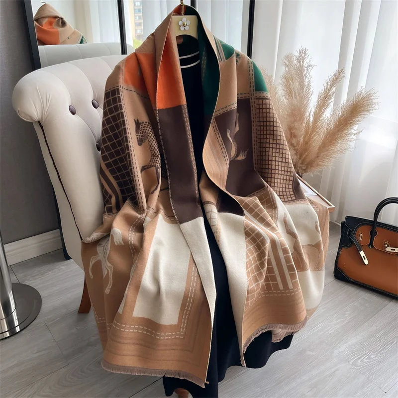 Cashmere Scarf for Women Thick Warm Winter Blanket Brand Female Luxury Quality Shawl Wrap Bufanda 2024 Poncho Echarpe Pashmina