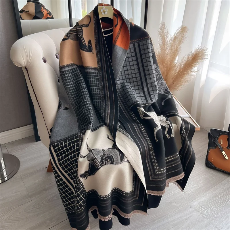 Cashmere Scarf for Women Thick Warm Winter Blanket Brand Female Luxury Quality Shawl Wrap Bufanda 2024 Poncho Echarpe Pashmina