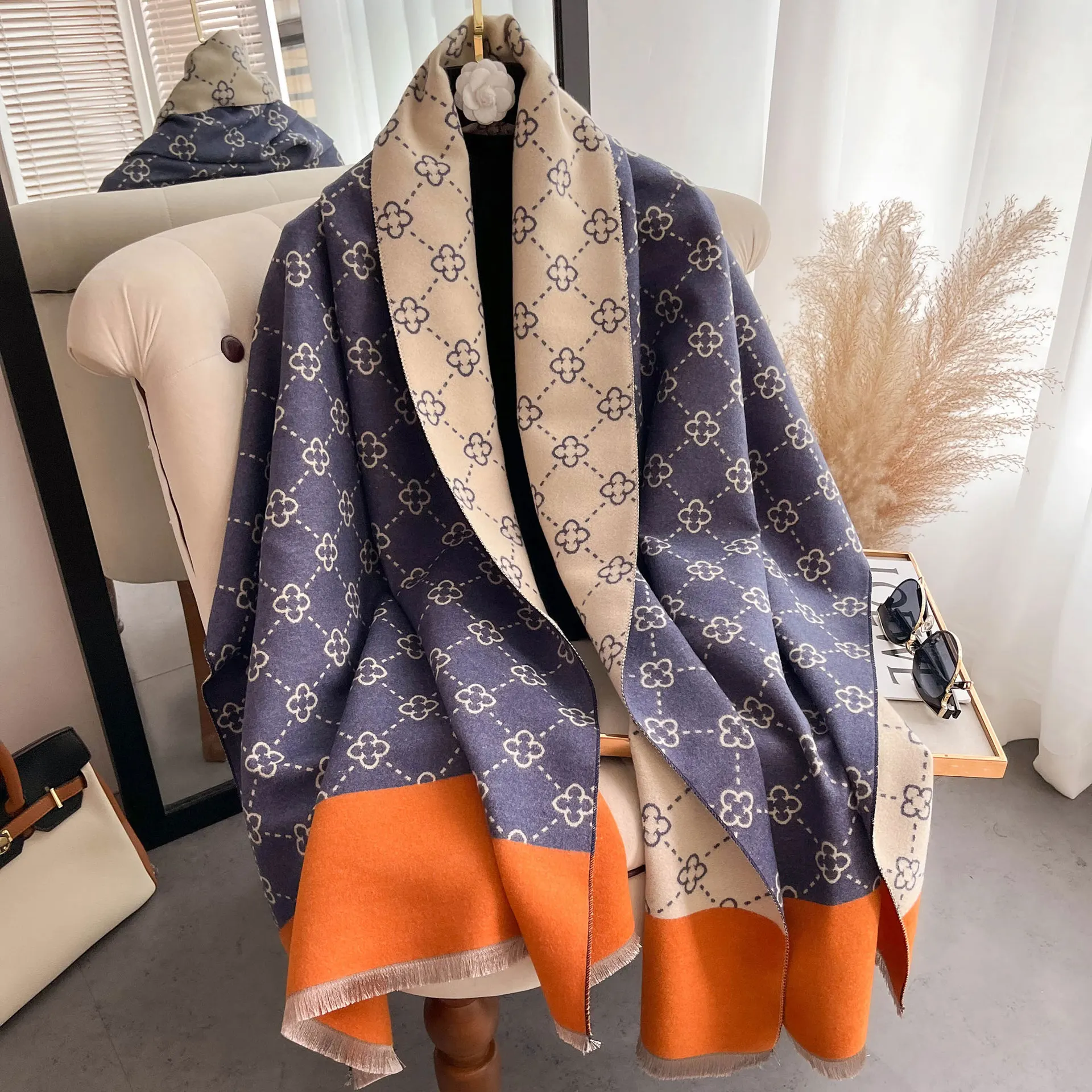 Luxury Winter Cashmere Scarf Women 2024 Design Warm Pashmina Blanket Poncho Scarves Female Shawl Wraps Thick Foulard Bufanda