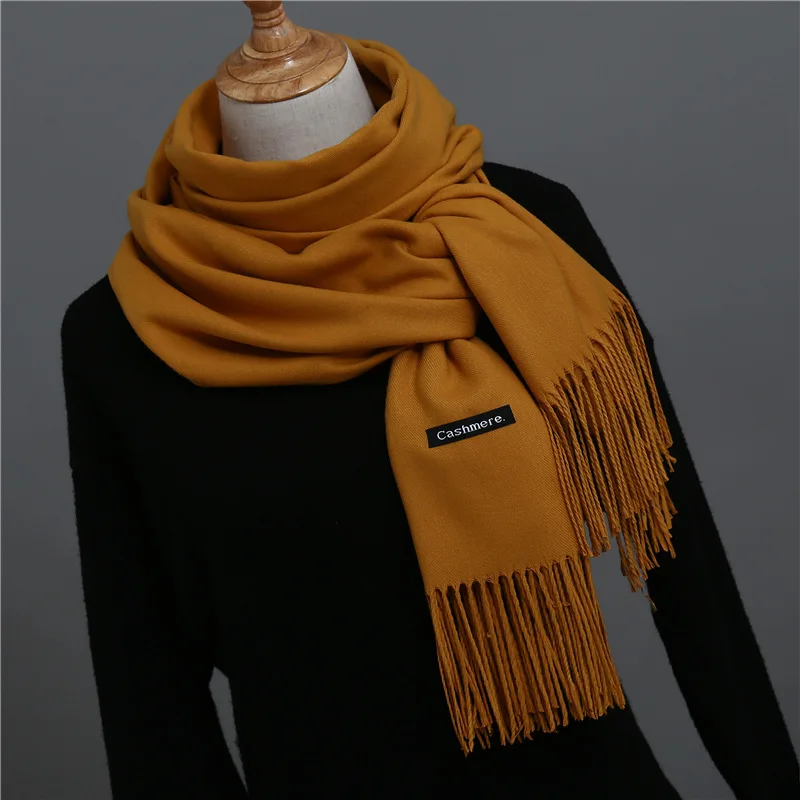 Solid Color Cashmere Scarf for Men Winter Pashmina Warm Neckerchief Navy Black Gray Men's Business Scarves Male Bufandas Shawls