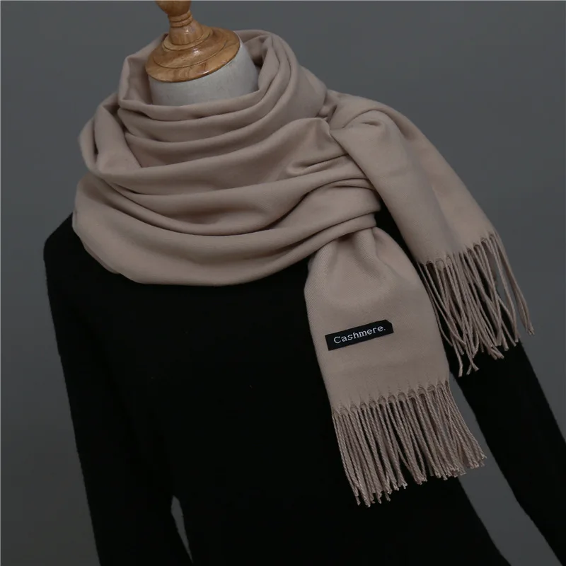 Solid Color Cashmere Scarf for Men Winter Pashmina Warm Neckerchief Navy Black Gray Men's Business Scarves Male Bufandas Shawls