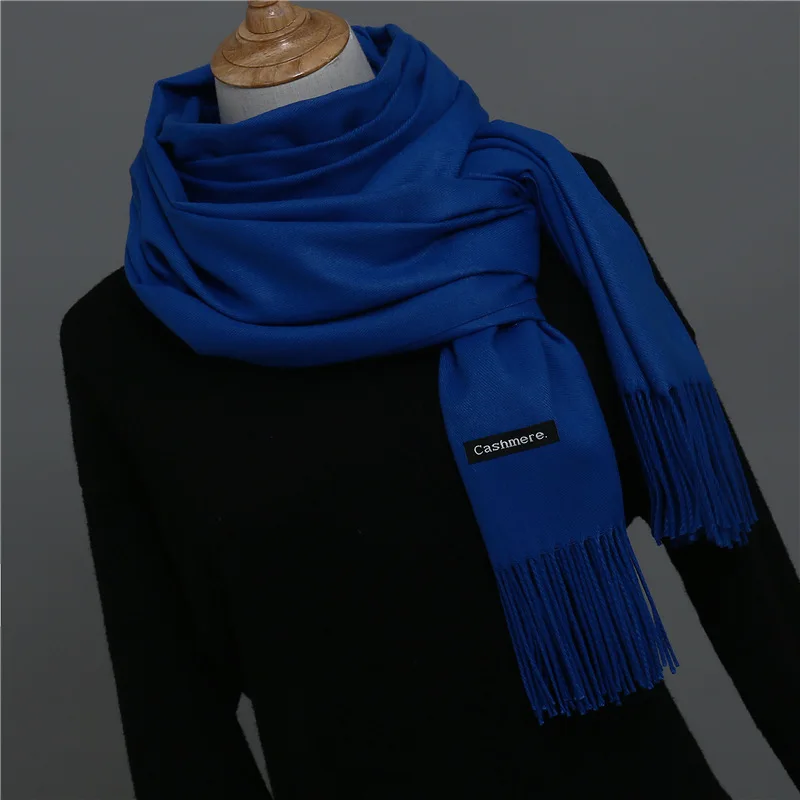 Solid Color Cashmere Scarf for Men Winter Pashmina Warm Neckerchief Navy Black Gray Men's Business Scarves Male Bufandas Shawls