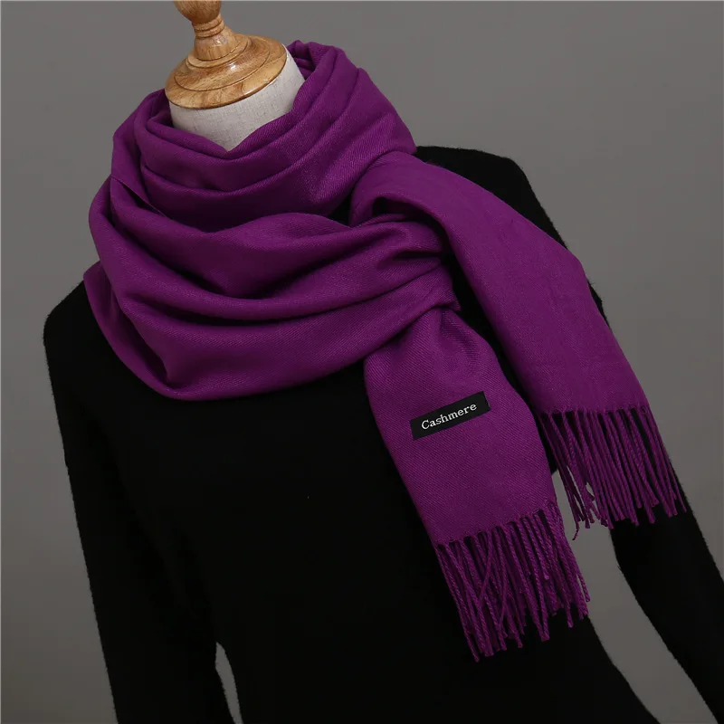 Solid Color Cashmere Scarf for Men Winter Pashmina Warm Neckerchief Navy Black Gray Men's Business Scarves Male Bufandas Shawls