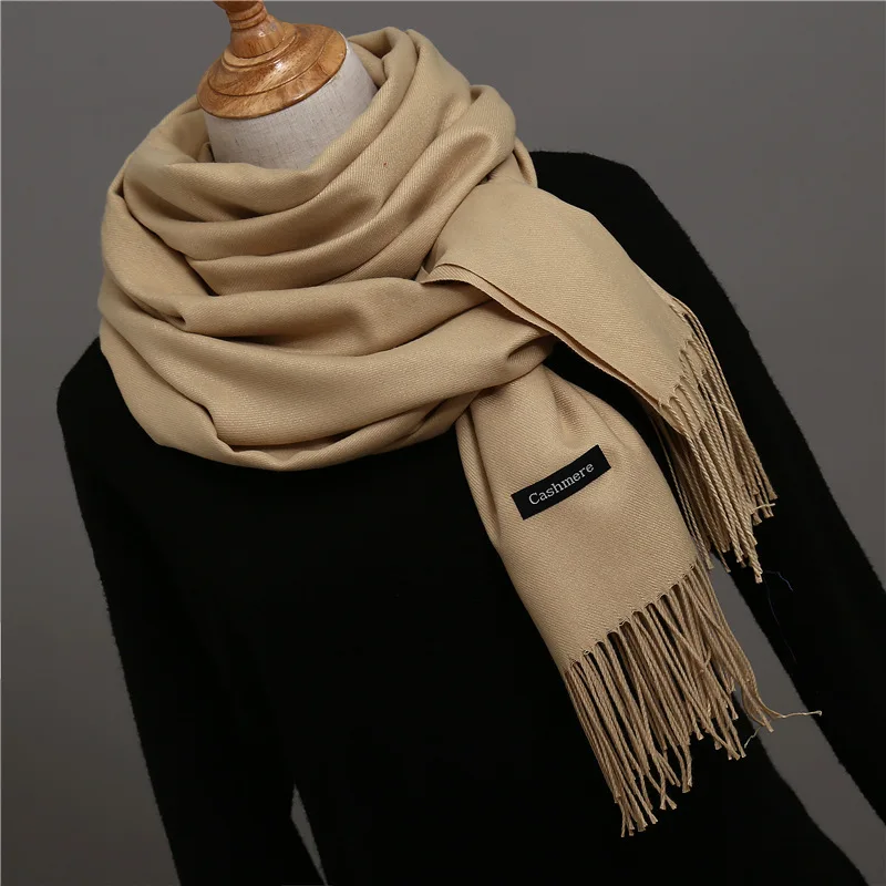 Solid Color Cashmere Scarf for Men Winter Pashmina Warm Neckerchief Navy Black Gray Men's Business Scarves Male Bufandas Shawls