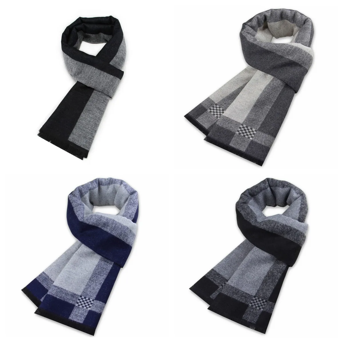 Luxury Scarf For Men Thick Neckerchief Cashmere Wool Shawl Silk Scarf Winter Warm Business Tassels Muffler Scarves Long Wrap