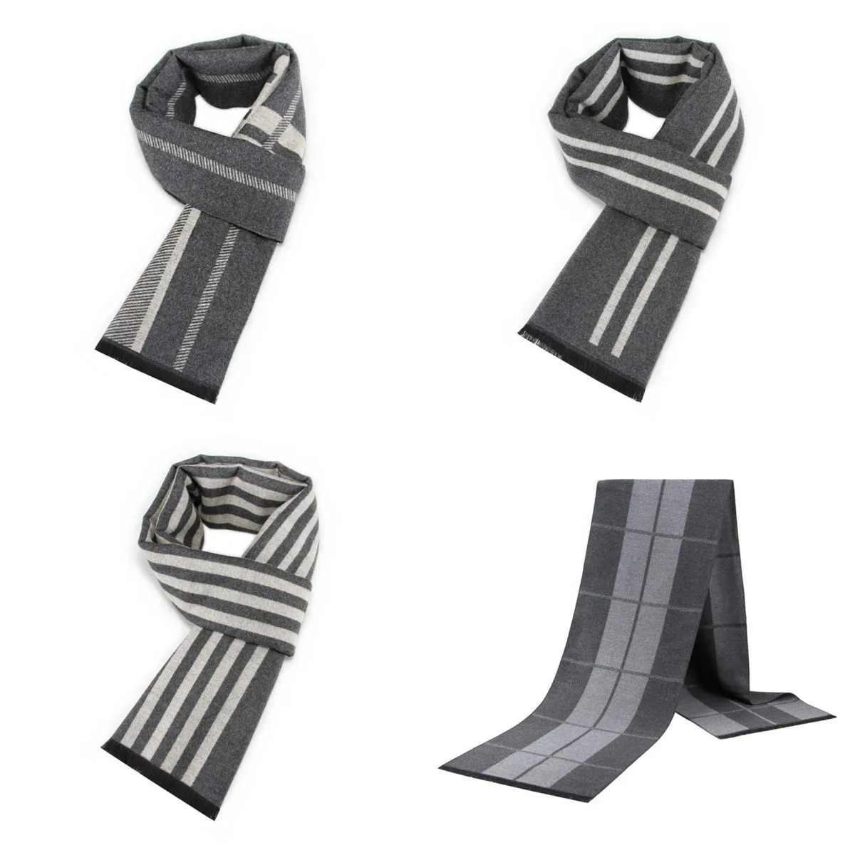 Luxury Scarf For Men Thick Neckerchief Cashmere Wool Shawl Silk Scarf Winter Warm Business Tassels Muffler Scarves Long Wrap