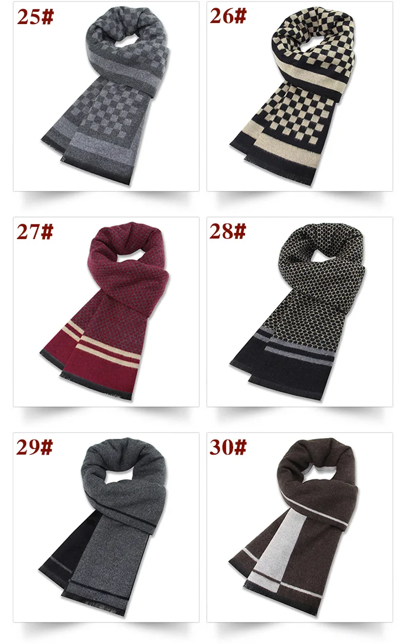 Luxury Scarf Man Winter Warm Wool Scarf For Men Cashmere Silk Scarves Casual Plaid Business Male Long Pashmina Shawls Muffler