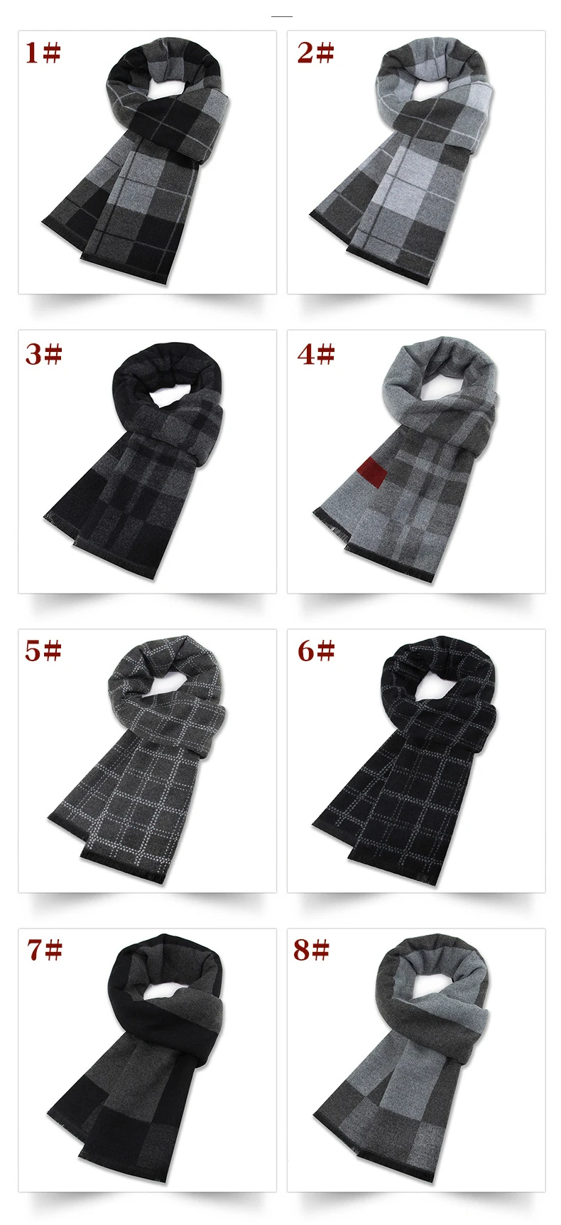 Luxury Scarf Man Winter Warm Wool Scarf For Men Cashmere Silk Scarves Casual Plaid Business Male Long Pashmina Shawls Muffler