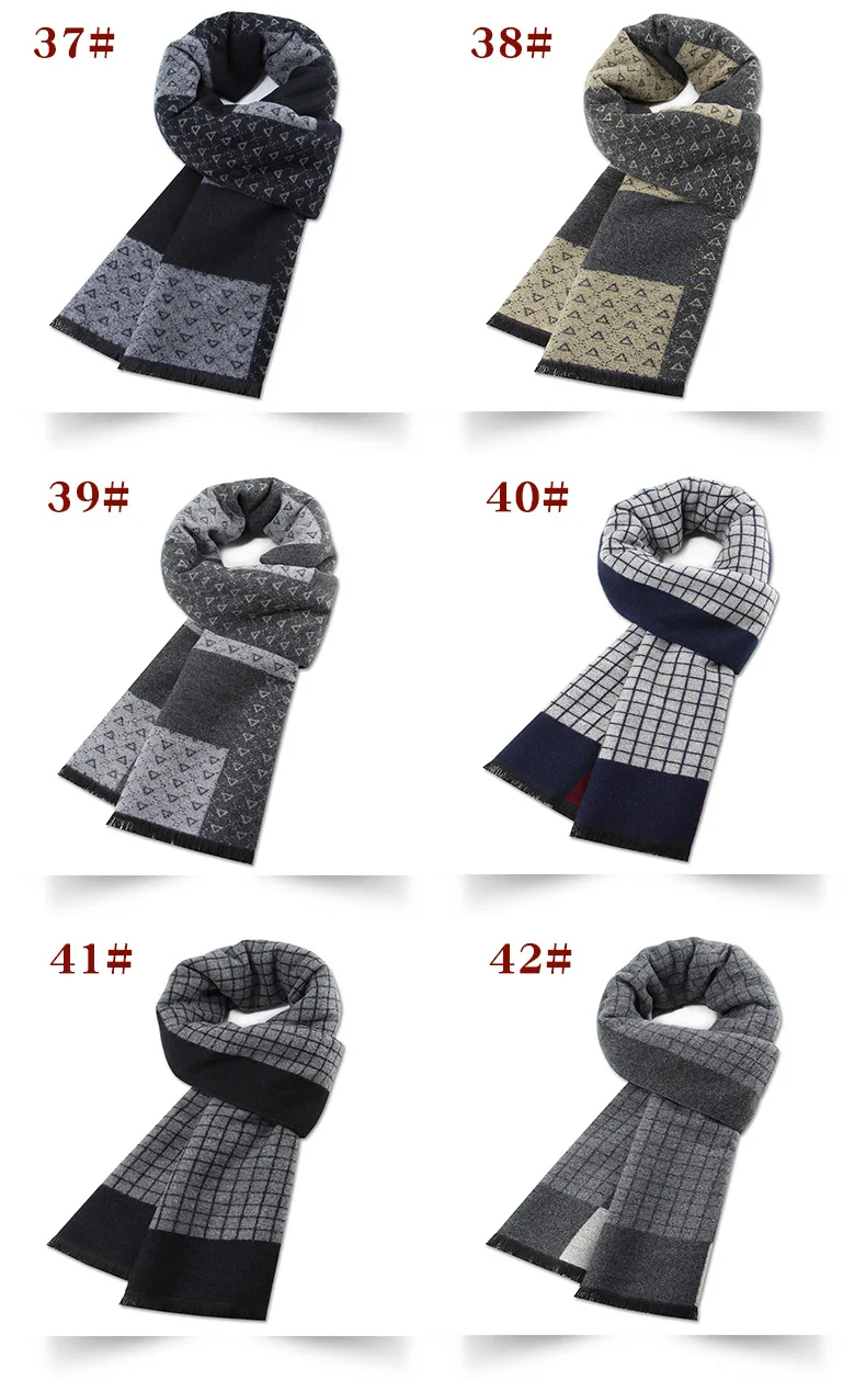 Luxury Scarf Man Winter Warm Wool Scarf For Men Cashmere Silk Scarves Casual Plaid Business Male Long Pashmina Shawls Muffler