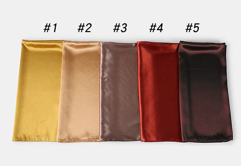 HUISHI Satin Scarf Solid Colors Neckerchief Hijab Scarf For Women Silk Satin Headband Hair Scarves 90cm Square Shawls For Lady