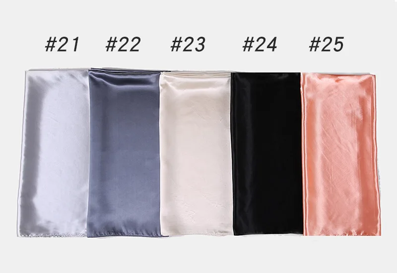 HUISHI Satin Scarf Solid Colors Neckerchief Hijab Scarf For Women Silk Satin Headband Hair Scarves 90cm Square Shawls For Lady