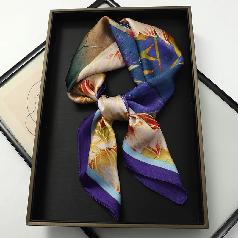 Women Silk Scarf Fashion Hair Scarf Silk Satin Neckerchief scarf women luxury Hair Ties Hair Ornament Female bandana Bag Scarves