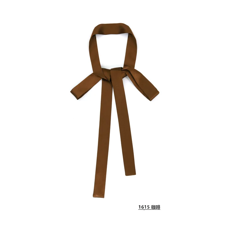 160cm 2018 New Twill Silk Korea Style of the narrow solid color long scarf women's tied bag floating lead towel ribbon belt