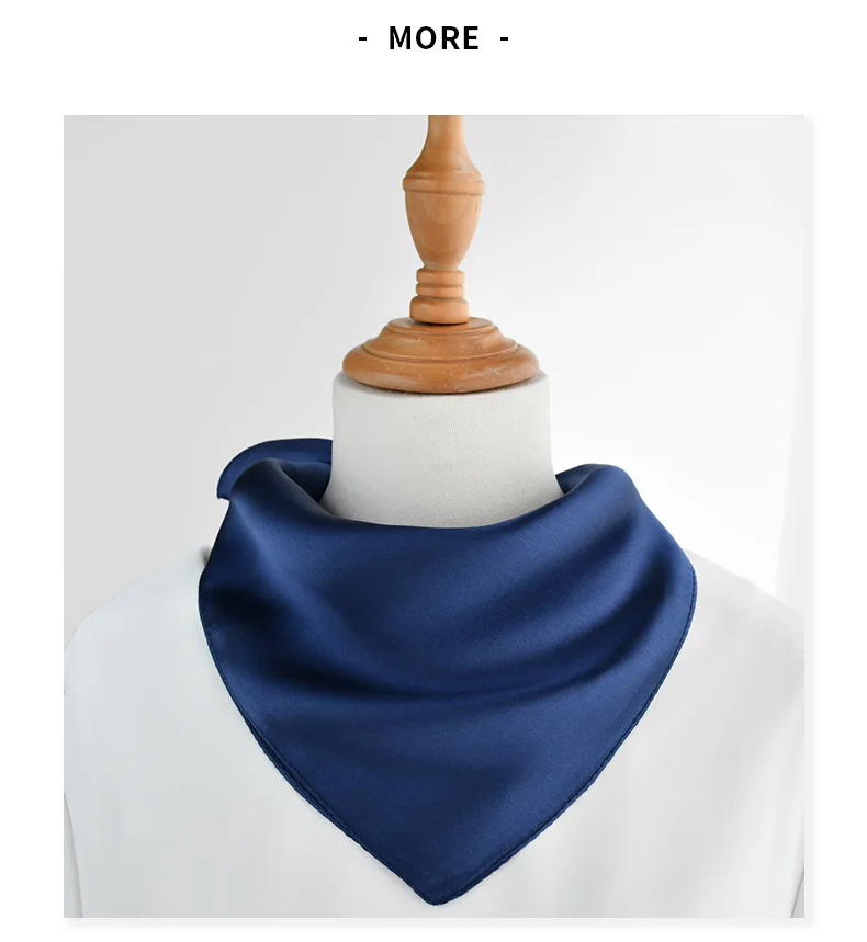 Solid color navy blue silk square scarves women natural silk headscarf lady scarf foulard small hijab wrap neck spring autumn