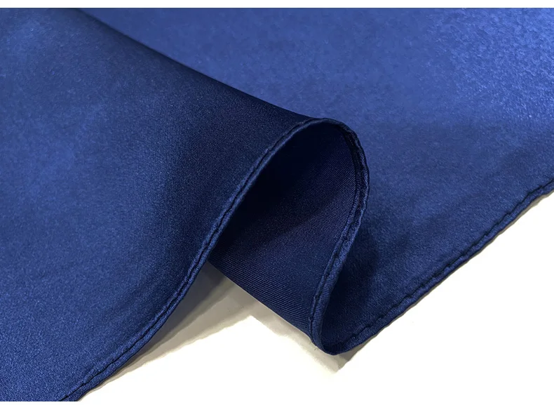 Solid color navy blue silk square scarves women natural silk headscarf lady scarf foulard small hijab wrap neck spring autumn