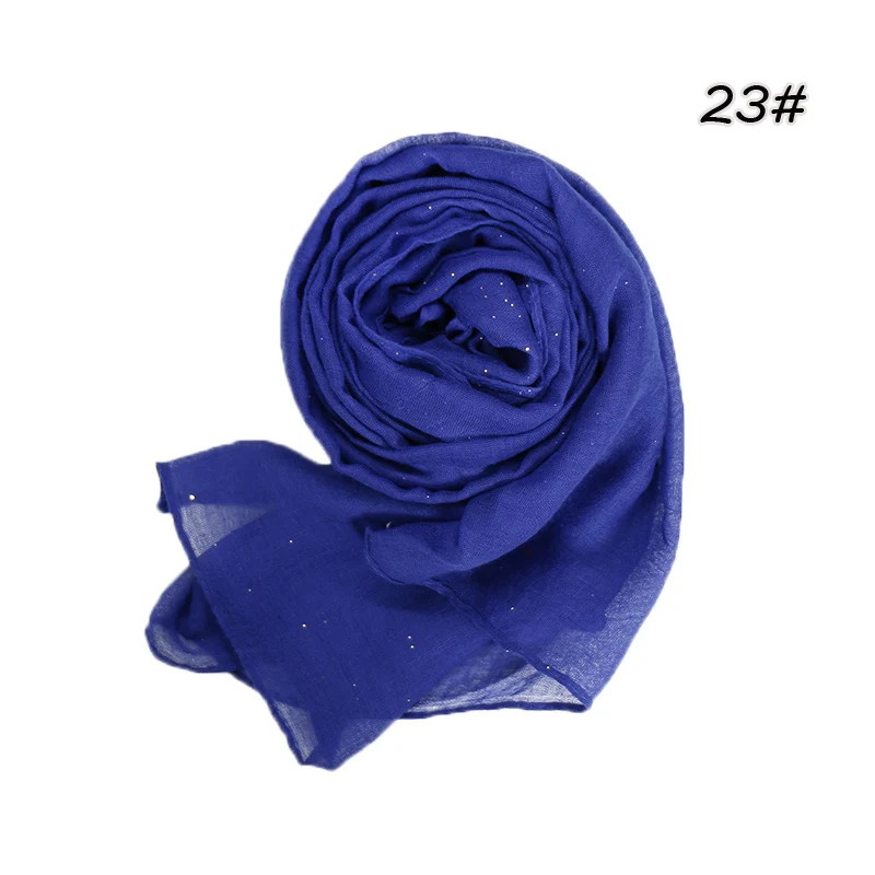 Plain Glitter Cotton Hijab Scarf Women Muslim Long Shawl Wrap Shiny Solid Color Scarves Islamic Turban Soft Women's Headscarf